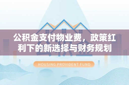 鱼台公积金支付物业费，政策红利下的新选择与财务规划